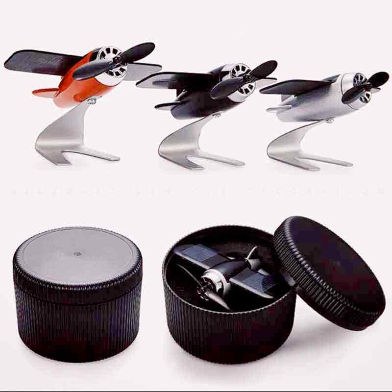 Solar airplane car perfume décor airplane model car dashboard aluminum rotating propeller interior decoration for desk car