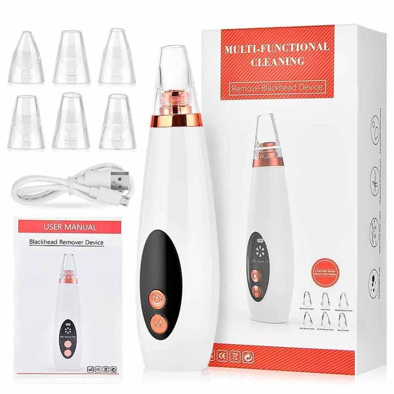 Blackhead Remover Tools Electric Derma suction Machine  USB Rechargeable Acne Pimple Pore Cleaner Vacuum tool Electric 6 in 1