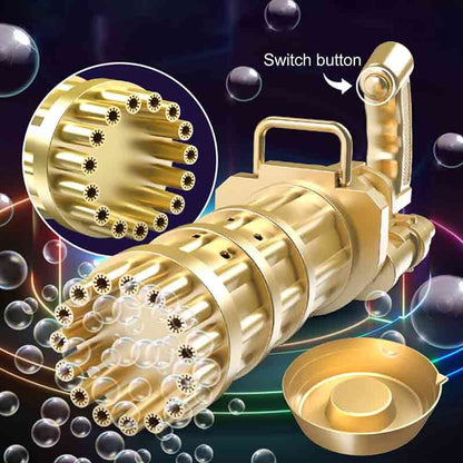 Electric gold gatling bubble gun machine