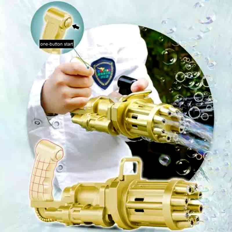 Electric gold gatling bubble gun machine