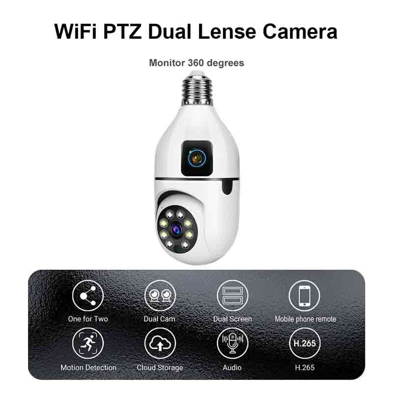 Mini ptz bulb camera dual lens full hd with bulb e27 socket