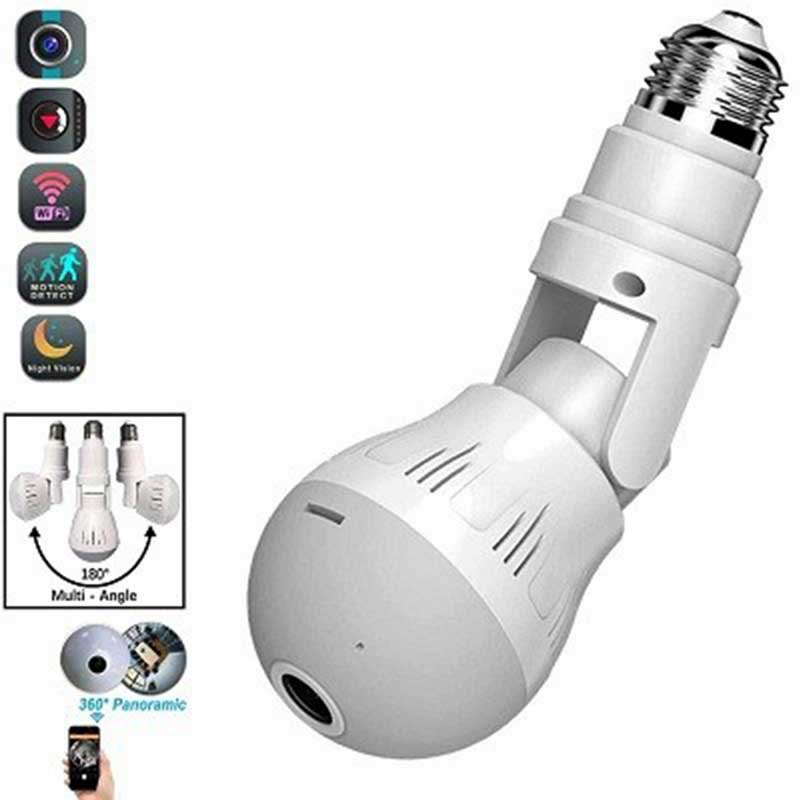 WiFi Flexible Light Bulb Camera 1080P HD Wireless 360 Degree Panoramic Infrared Night Vision