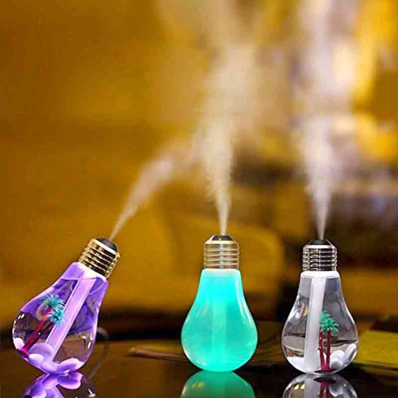 Bulb Humidifier 400ml Large Capacity Desktop Art Air Humidifier Colorful Night Light USB Diffuser Mini Purifier