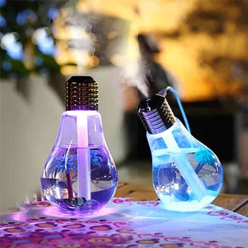 Bulb Humidifier 400ml Large Capacity Desktop Art Air Humidifier Colorful Night Light USB Diffuser Mini Purifier