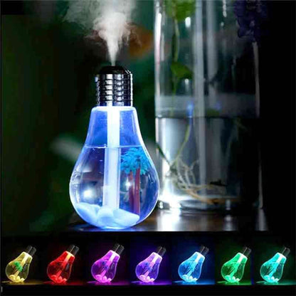 Bulb Humidifier 400ml Large Capacity Desktop Art Air Humidifier Colorful Night Light USB Diffuser Mini Purifier