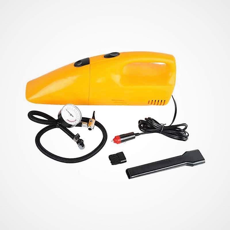 Car vacuum cleaner with portable car tire air compressor