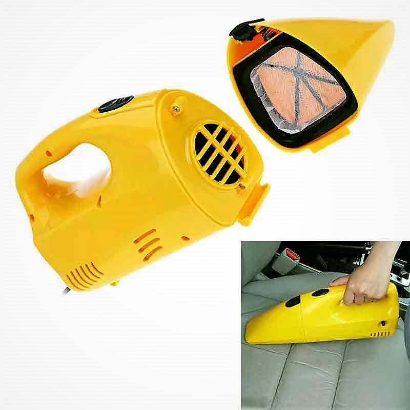 Car vacuum cleaner with portable car tire air compressor