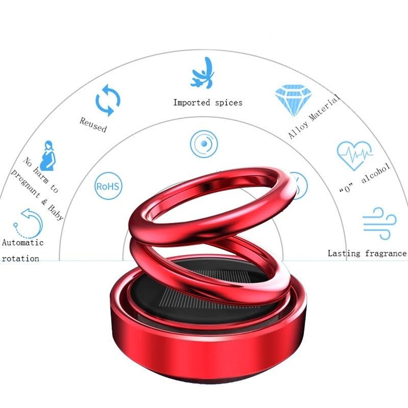 Car Ring Solar Rotating Air Freshener, Double Ring 360 Degree Rotating