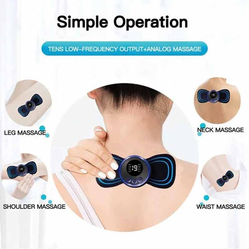 EMS Mini Portable Electric Neck Back Body Pain Relief Massager