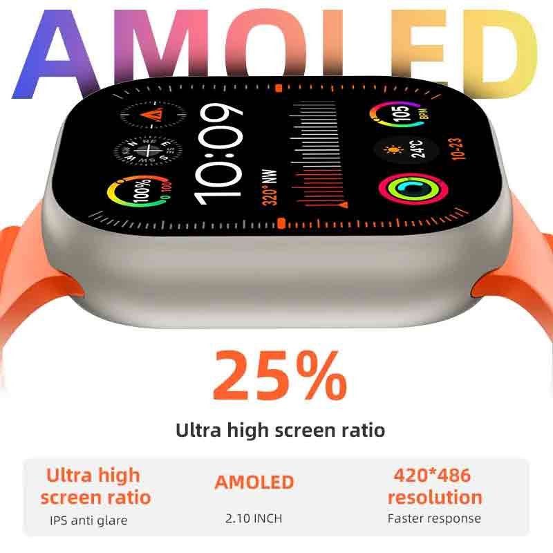 HW69 Ultra 2 SmartWatch Amoled 2.1 inch, ChatGPT Bluetooth Calling, Dual Style Straps