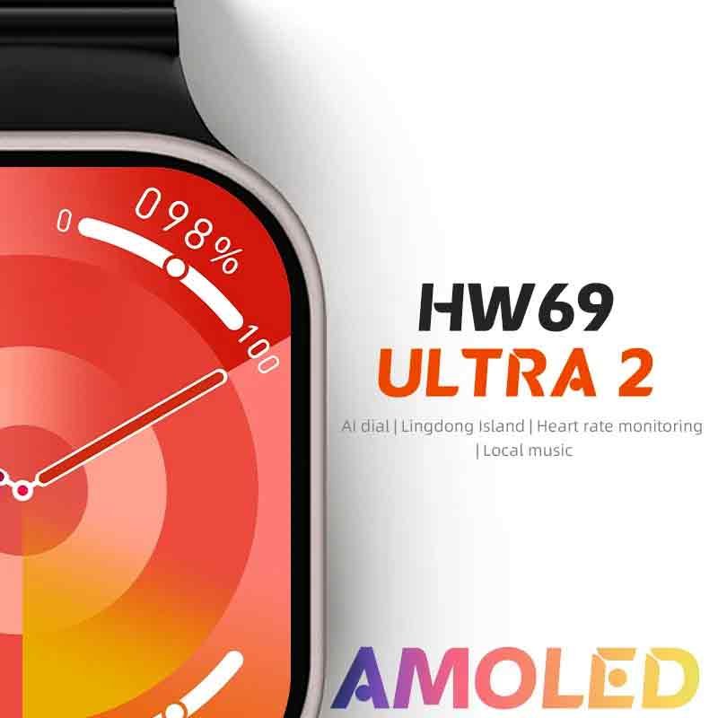 HW69 Ultra 2 SmartWatch Amoled 2.1 inch, ChatGPT Bluetooth Calling, Dual Style Straps