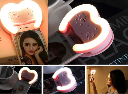 Selfie ring light heart shape with mirror on back side