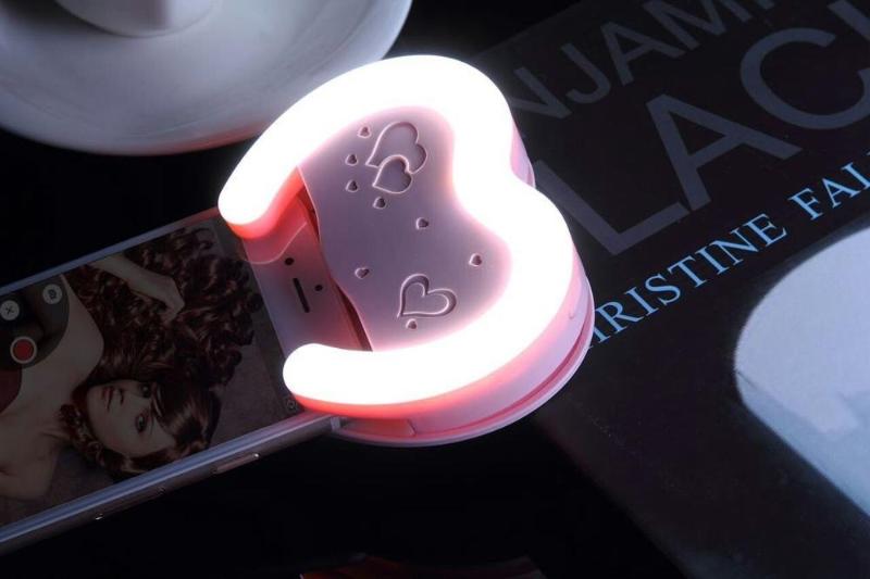 Selfie ring light heart shape with mirror on back side