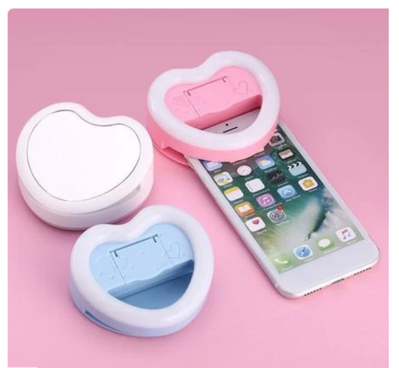 Selfie ring light heart shape with mirror on back side