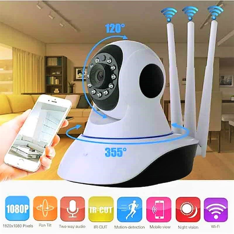 IP Wireless Camera 360 With 3 Antennas 1080P HD Night Vision