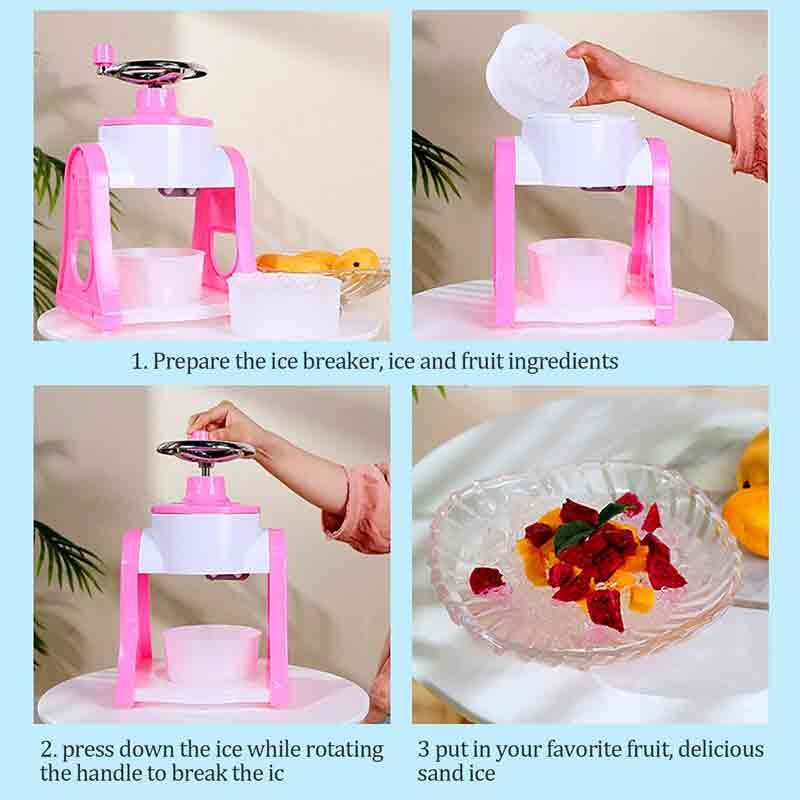 Portable manual ice crusher multi-function hand shaved ice machine bar