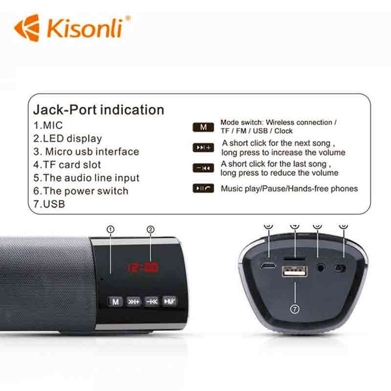 Kisonli wireless bluetooth clock speaker led-800