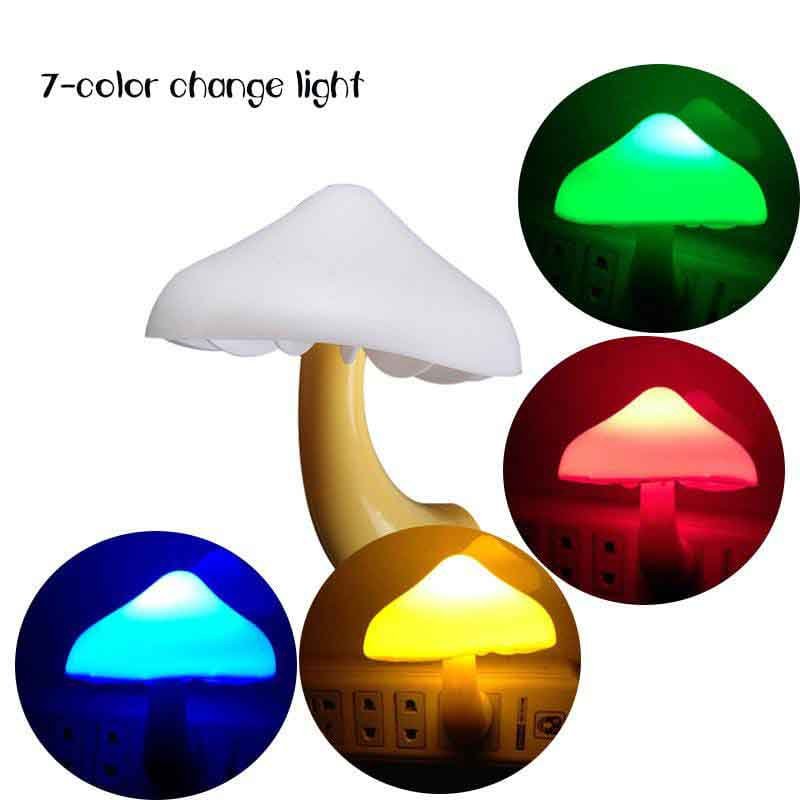 LED Night Lights Mushroom Shape Automatic Sensor Wall Lamps (Pack of 2)