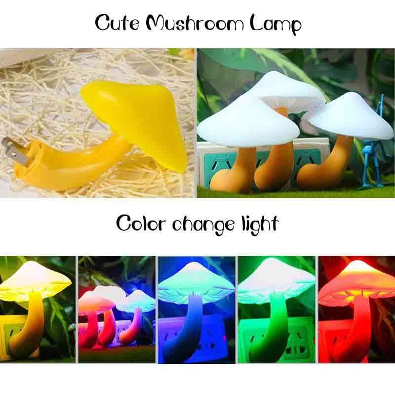 LED Night Lights Mushroom Shape Automatic Sensor Wall Lamps (Pack of 2)