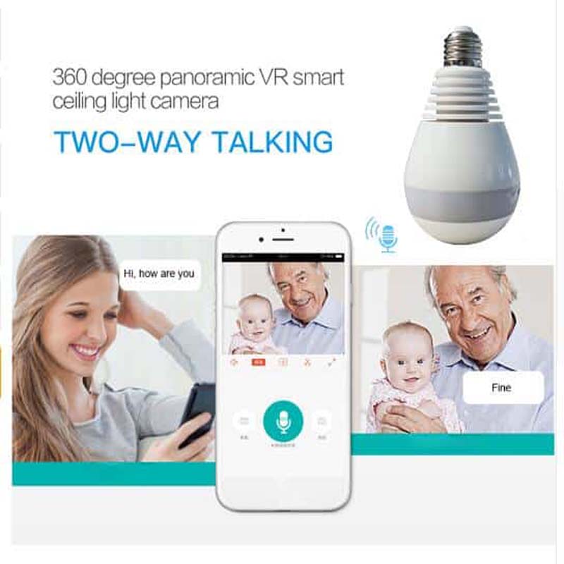 Wi-Fi Light Bulb Camera - Hd 360 Degree Panoramic View with Audio