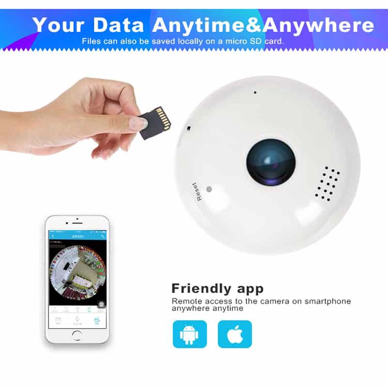 Wi-Fi Light Bulb Camera - Hd 360 Degree Panoramic View with Audio