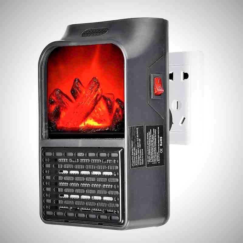 Mini electric wall-outlet flame heater portable 900 watt with remote