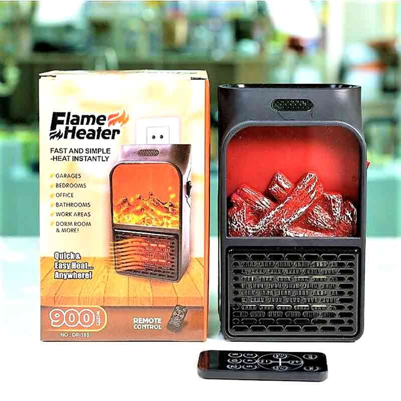 Mini electric wall-outlet flame heater portable 900 watt with remote