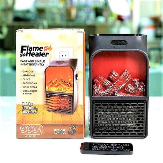 Mini electric wall-outlet flame heater portable 900 watt with remote