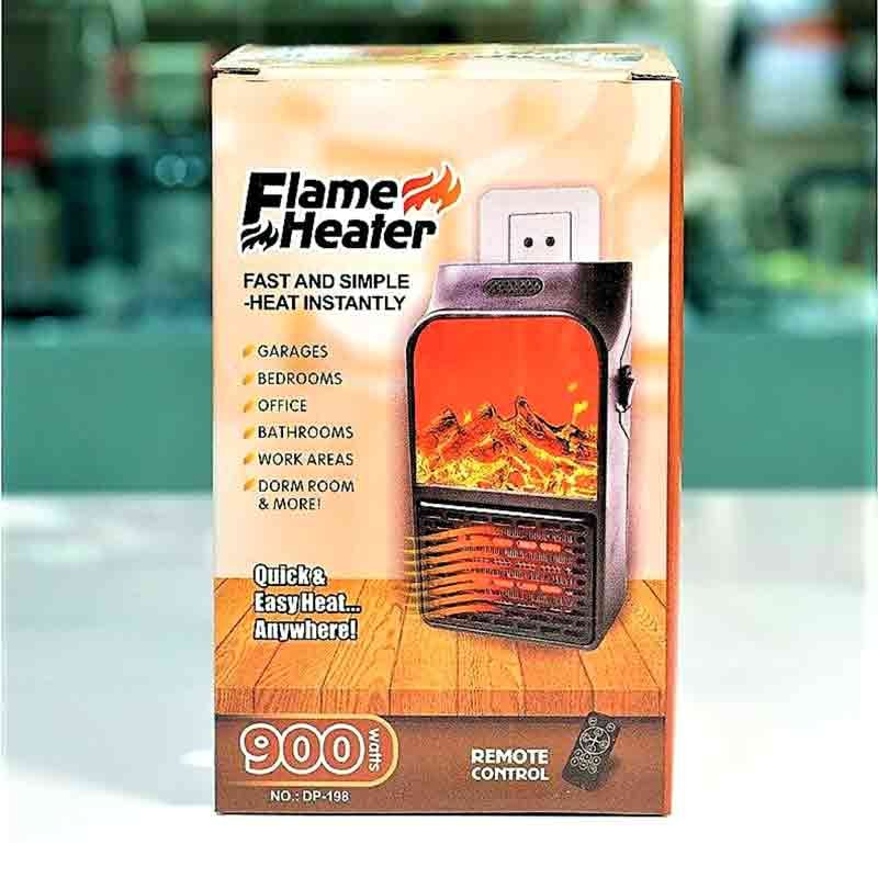 Mini electric wall-outlet flame heater portable 900 watt with remote