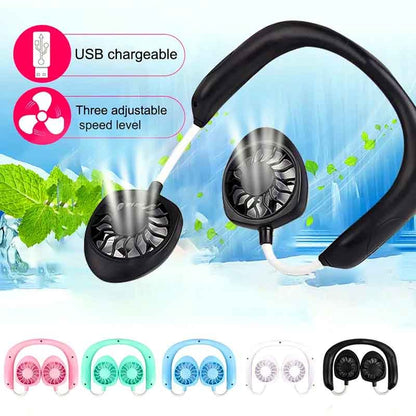 Rechargeable Potable Dual Head Neck Fan