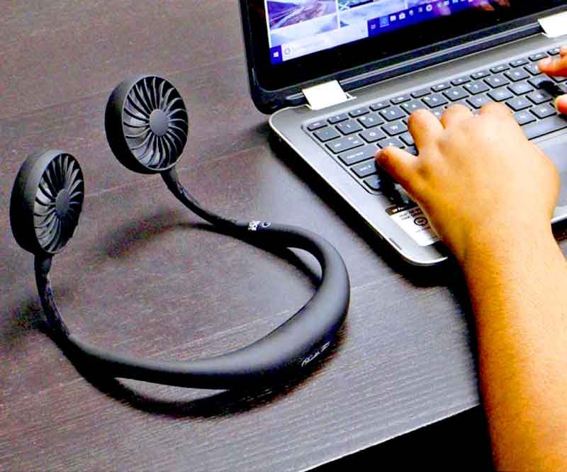 Rechargeable Potable Dual Head Neck Fan