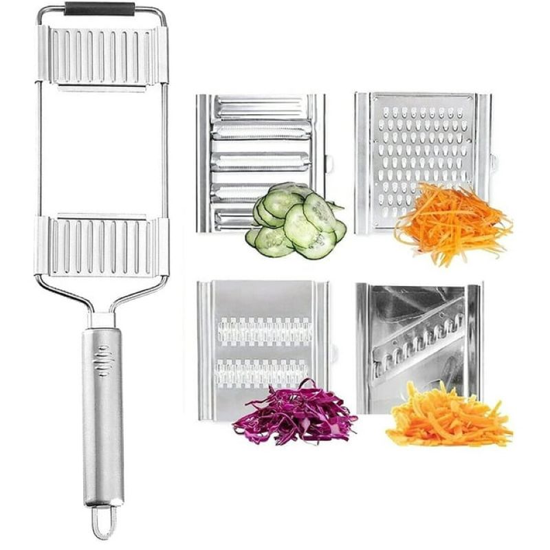 "4-in-1 Multi-Purpose Vegetable Slicer | Stainless Steel Grater & Adjustable Cutter for Fruits & Vegetables"