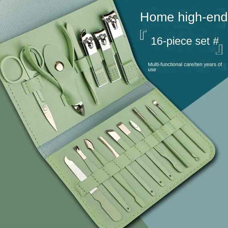 16 PCS Professional Manicure Set Full Function Kit Stainless Steel Pedicure Sets With Leather Portable Case