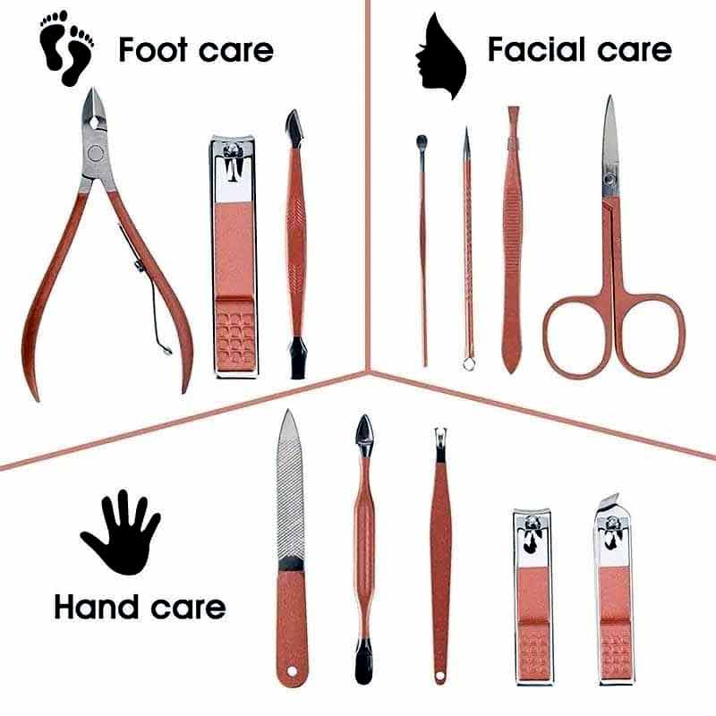 16 PCS Professional Manicure Set Full Function Kit Stainless Steel Pedicure Sets With Leather Portable Case