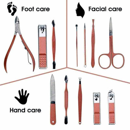 16 PCS Professional Manicure Set Full Function Kit Stainless Steel Pedicure Sets With Leather Portable Case