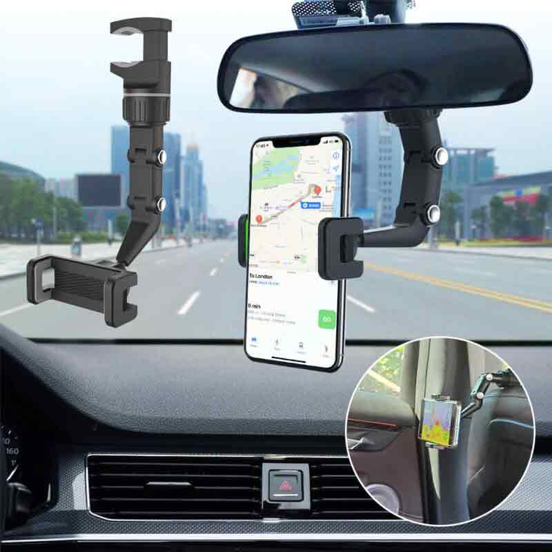 360 Car Multifunctional Rearview Mirror Phone Holder