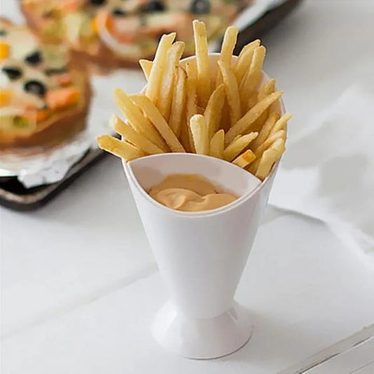 Plastic Cup Self Stand 2 in 1 French Fry Cone Dipping Cup Potato Too