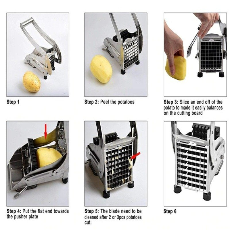 Stainless Steel Potato Cutter, Potato Cutter, Effective Stainless Steel Potato Cutter Veg Slicer Potato Chipper Kitchen Helper