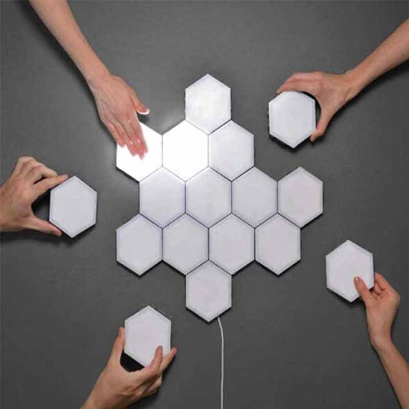 Quantum led modular hexagonal magnetic sensitive night light