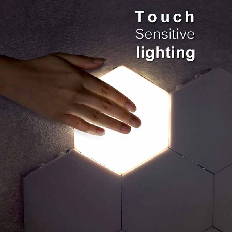 Quantum led modular hexagonal magnetic sensitive night light