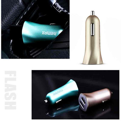 Remax fast 7 2usb car charger rcc204 - golden