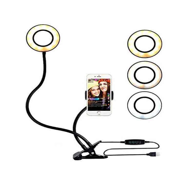 Selfie ring light with cell phone holder stand for live stream/makeup