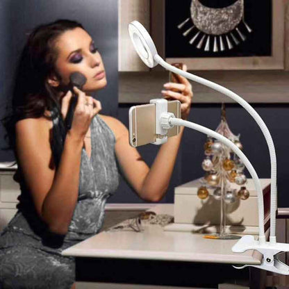 Selfie ring light with cell phone holder stand for live stream/makeup