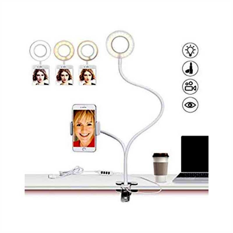 Selfie ring light with cell phone holder stand for live stream/makeup