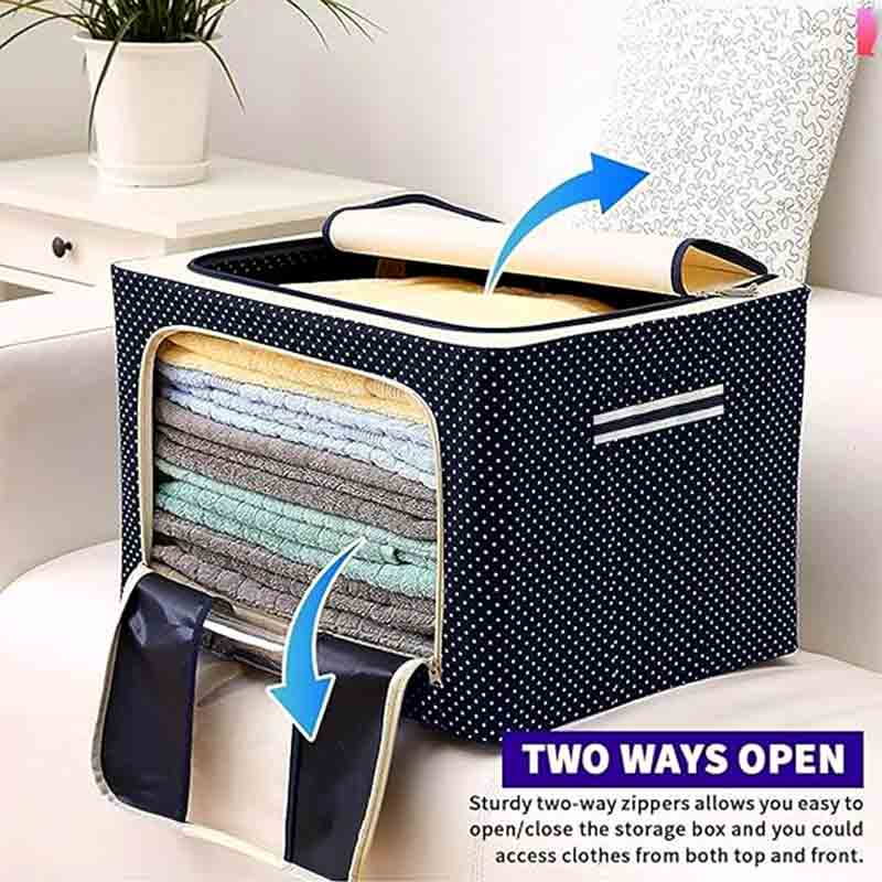 Storage Box With Steel Rods (55 Litre Capacity/Random Prints)