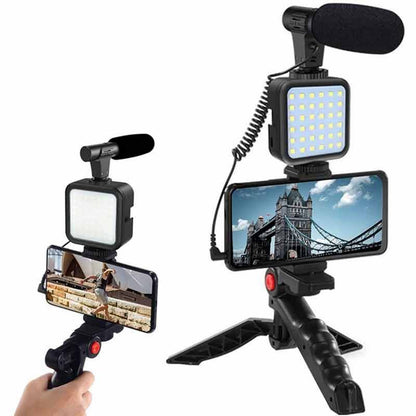 AY-49 Video-Making Kit Vlogging Tripod with Microphone LED Fill Light