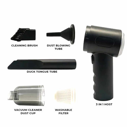 3 In 1 Portable Vacuum Cleaner Duster Blower Air Pump Wireless Hand-held Cleaning For Car Home