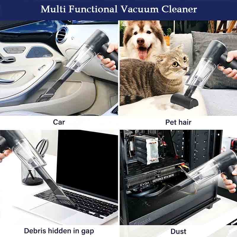 3 In 1 Portable Vacuum Cleaner Duster Blower Air Pump Wireless Hand-held Cleaning For Car Home