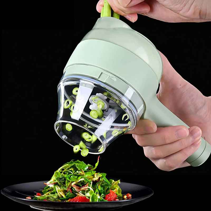 4 in 1 Portable Electric Vegetable Cutter Set, Garlic Slicer, Vegetable Mincer, Onion Mincer Ginger Masher