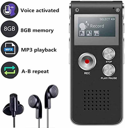 8GB Stereo Digital Audio Voice Recorder